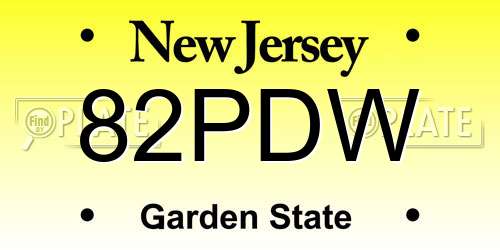 82PDW New Jersey License Plate