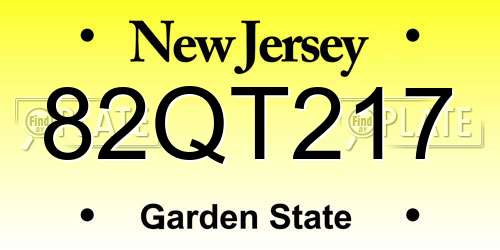 82QT217 New Jersey License Plate