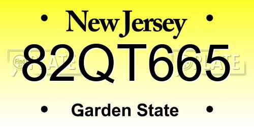 82QT665 New Jersey License Plate