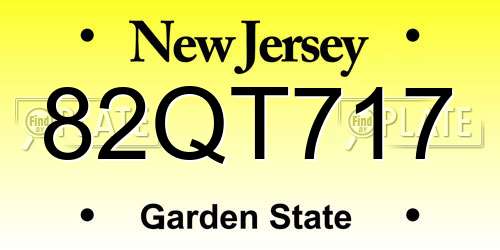 82QT717 New Jersey License Plate