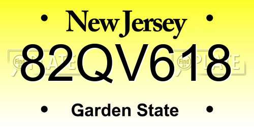 82QV618 New Jersey License Plate
