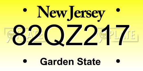 82QZ217 New Jersey License Plate
