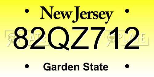 82QZ712 New Jersey License Plate