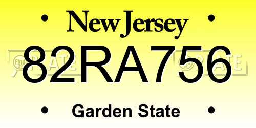 82RA756 New Jersey License Plate