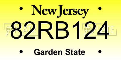 82RB124 New Jersey License Plate