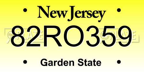82RO359 New Jersey License Plate