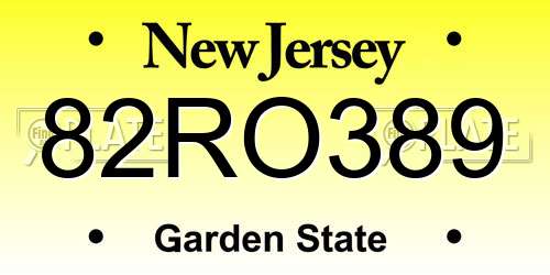 82RO389 New Jersey License Plate