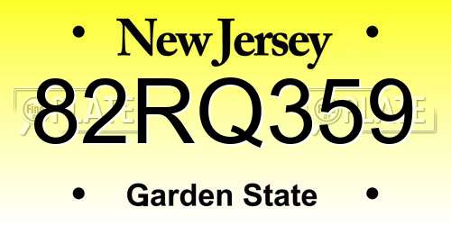 82RQ359 New Jersey License Plate