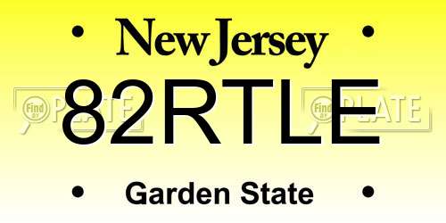 82RTLE New Jersey License Plate