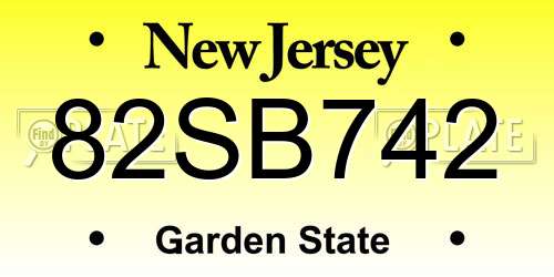 82SB742 New Jersey License Plate