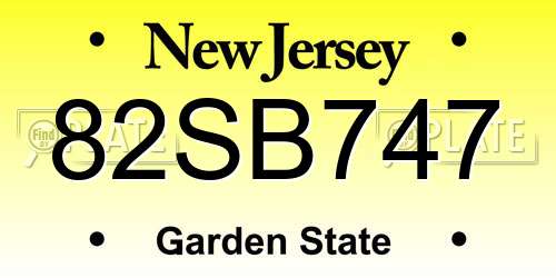 82SB747 New Jersey License Plate