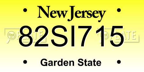 82SI715 New Jersey License Plate