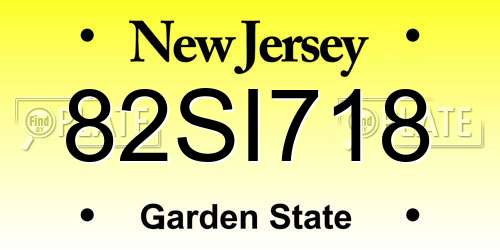 82SI718 New Jersey License Plate