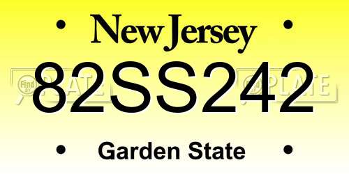 82SS242 New Jersey License Plate