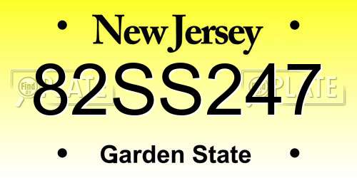 82SS247 New Jersey License Plate