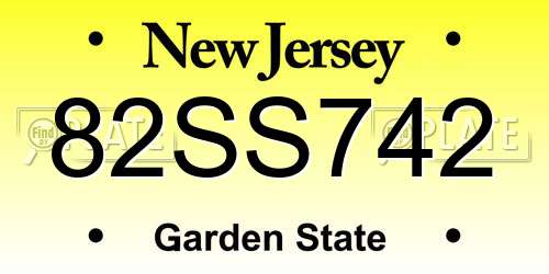 82SS742 New Jersey License Plate