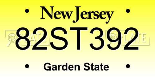 82ST392 New Jersey License Plate