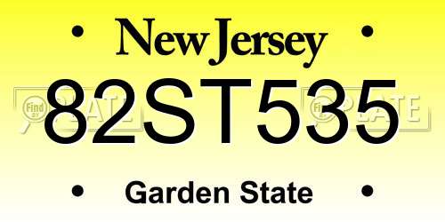 82ST535 New Jersey License Plate