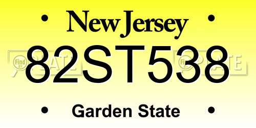 82ST538 New Jersey License Plate