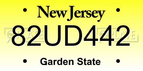 82UD442 New Jersey License Plate