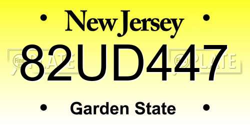 82UD447 New Jersey License Plate
