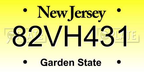 82VH431 New Jersey License Plate