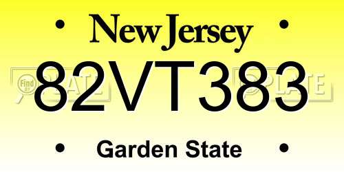 82VT383 New Jersey License Plate