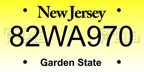 82WA970 New Jersey License Plate