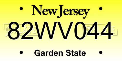 82WV044 New Jersey License Plate