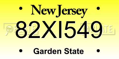 82XI549 New Jersey License Plate