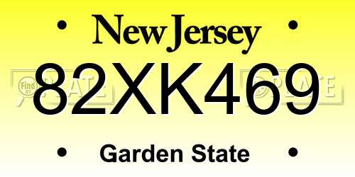 82XK469 New Jersey License Plate