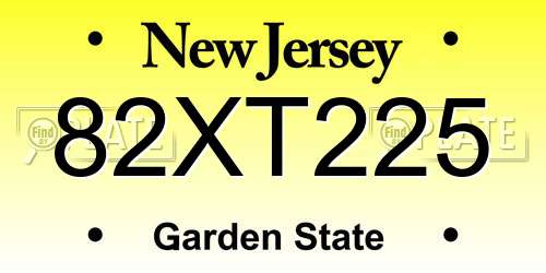 82XT225 New Jersey License Plate