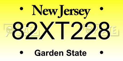 82XT228 New Jersey License Plate