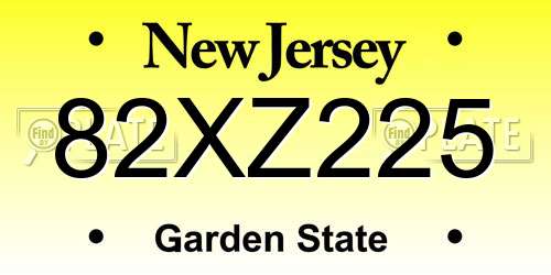 82XZ225 New Jersey License Plate