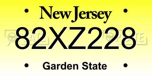 82XZ228 New Jersey License Plate