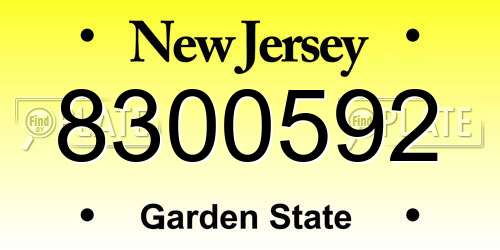 8300592 New Jersey License Plate