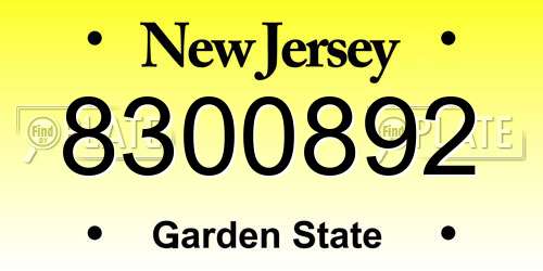 8300892 New Jersey License Plate