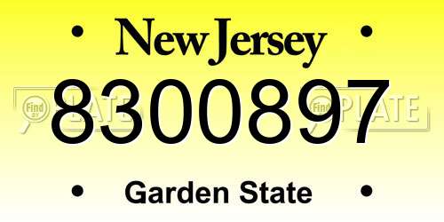 8300897 New Jersey License Plate