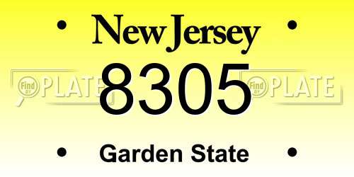 8305 New Jersey License Plate