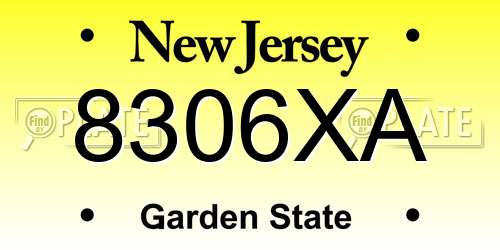 8306XA New Jersey License Plate