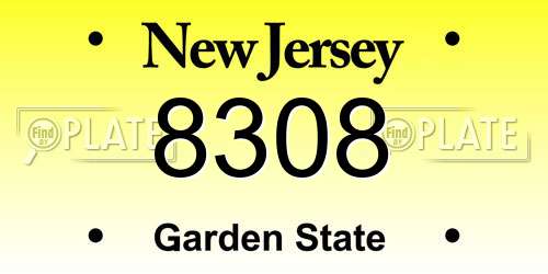 8308 New Jersey License Plate