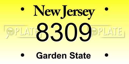 8309 New Jersey License Plate