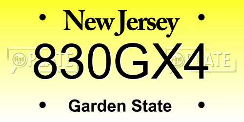 830GX4 New Jersey License Plate