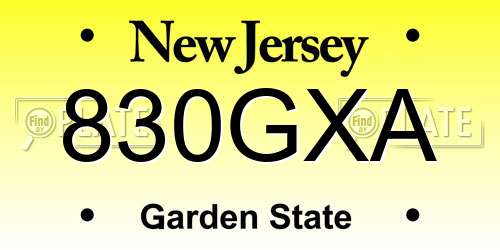 830GXA New Jersey License Plate
