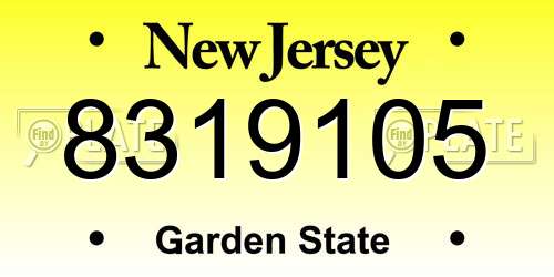 8319105 New Jersey License Plate