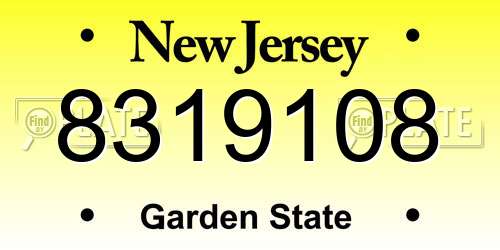 8319108 New Jersey License Plate