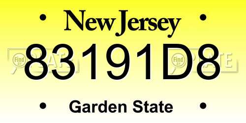 83191D8 New Jersey License Plate