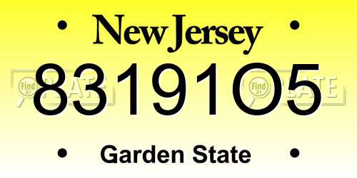 83191O5 New Jersey License Plate