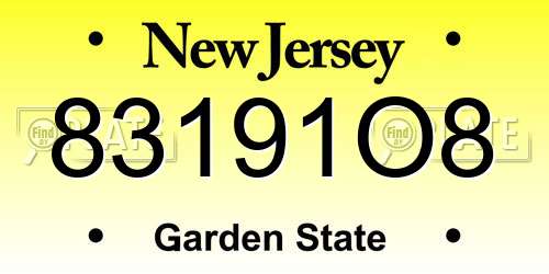 83191O8 New Jersey License Plate