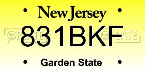 831BKF New Jersey License Plate